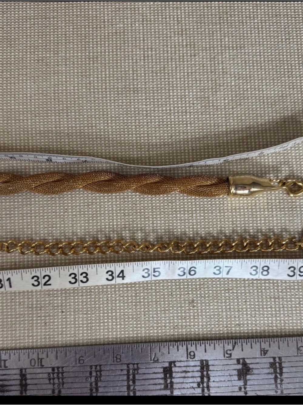 Women’s gold toned metal mesh chain belt 31-39 inch - Picture 4 of 8